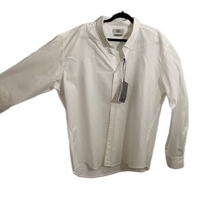 KIGILI Men White Long Sleeve Plain Classic Shirt, Slim Fit Classic Collar 5x NW